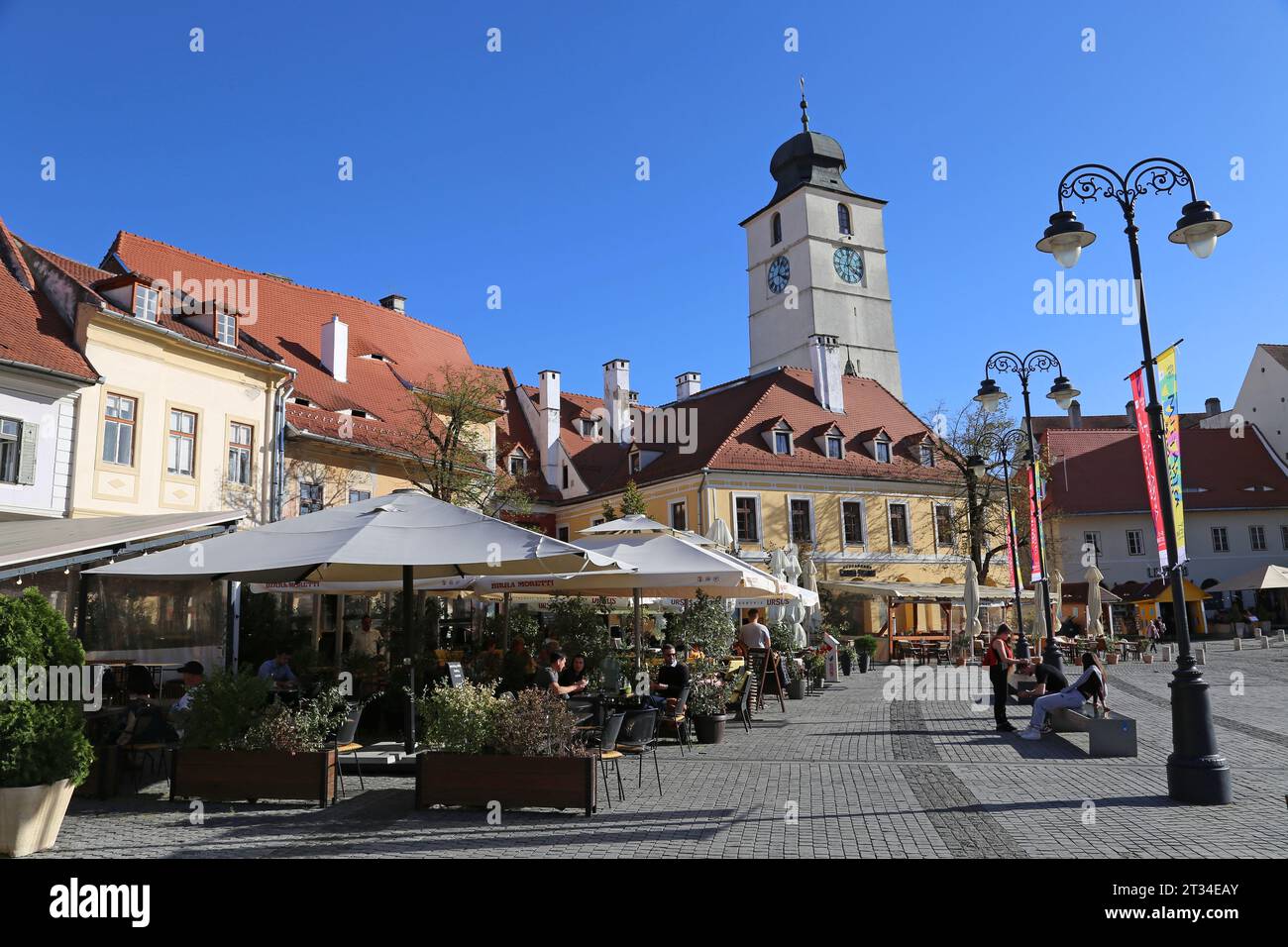 Piața Mică (Piazza piccola), Sibiu, Contea di Sibiu, Transilvania, Romania, Europa Foto Stock
