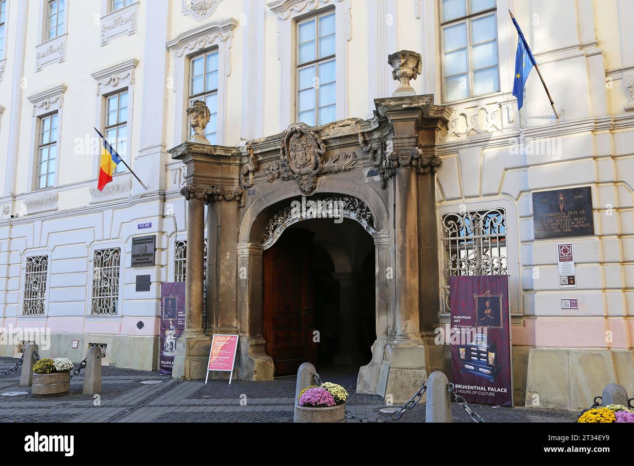 Muzeul Național Brukenthal (Museo Nazionale di Brukenthal), Palazzo Brukenthal, Piața Mare, Sibiu, regione di Sibiu, Transilvania, Romania, Europa Foto Stock