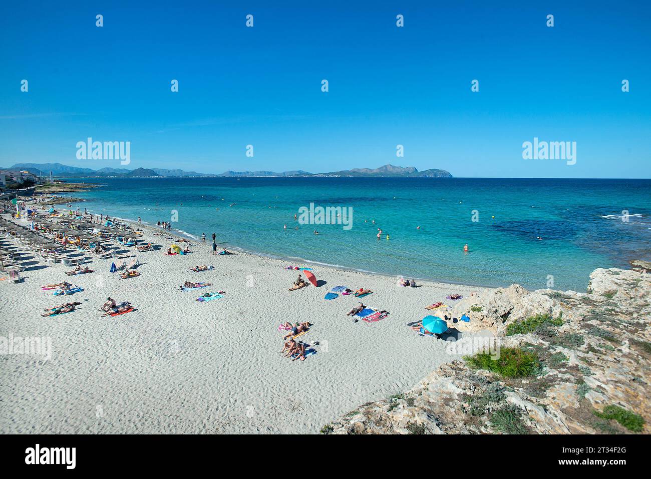 Spiaggia di Son Baulo, CAN Picafort, Maiorca, Isole Baleari, Spagna Foto Stock