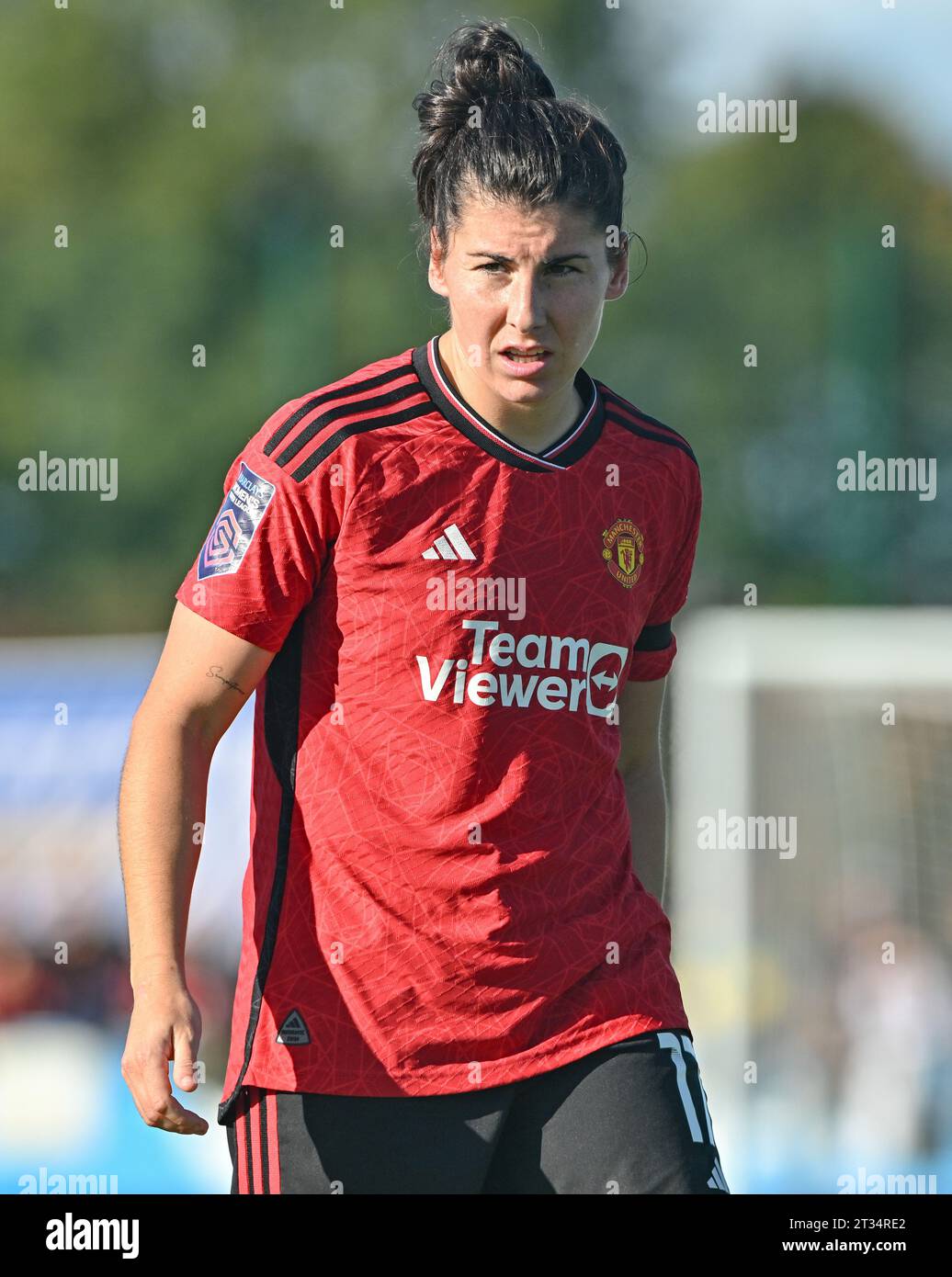 Walton Hall Park, Liverpool, Merseyside, Inghilterra. 22 ottobre 2023. Lucía García 17 del Manchester United Women, durante l'Everton Women V Manchester United Women Football Club al Walton Hall Park, nella Barclays Women's Super League/Women's Super League. (Immagine di credito: ©Cody Froggatt/Alamy Live News) Foto Stock