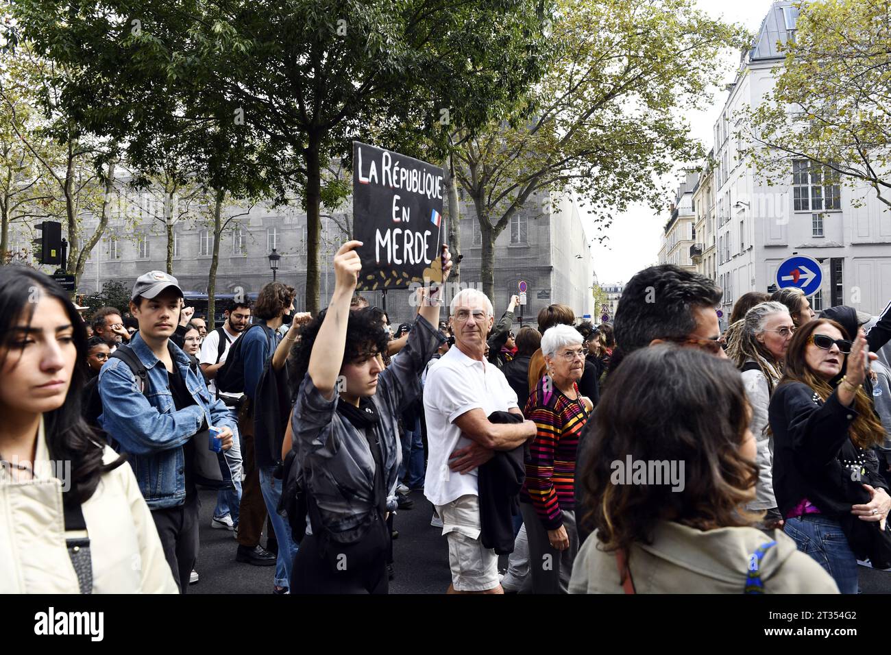 Protesta contro le violenze della polizia a Parigi - 23 settembre 2023 Foto Stock
