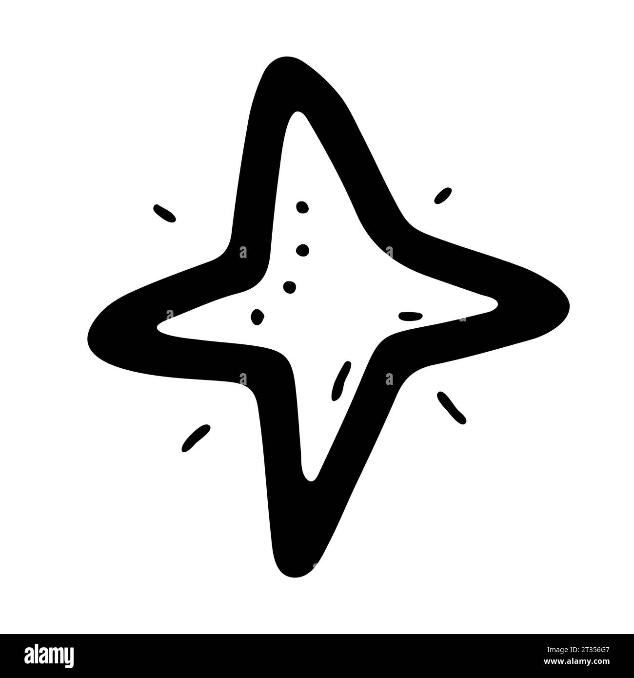 Space Doodle Star. Asteroide disegnato a mano isolato su sfondo bianco. Oggetto astronomico. Meteorite dell'universo, segno di cometa. Astronomia, astrologia, cosmo Illustrazione Vettoriale