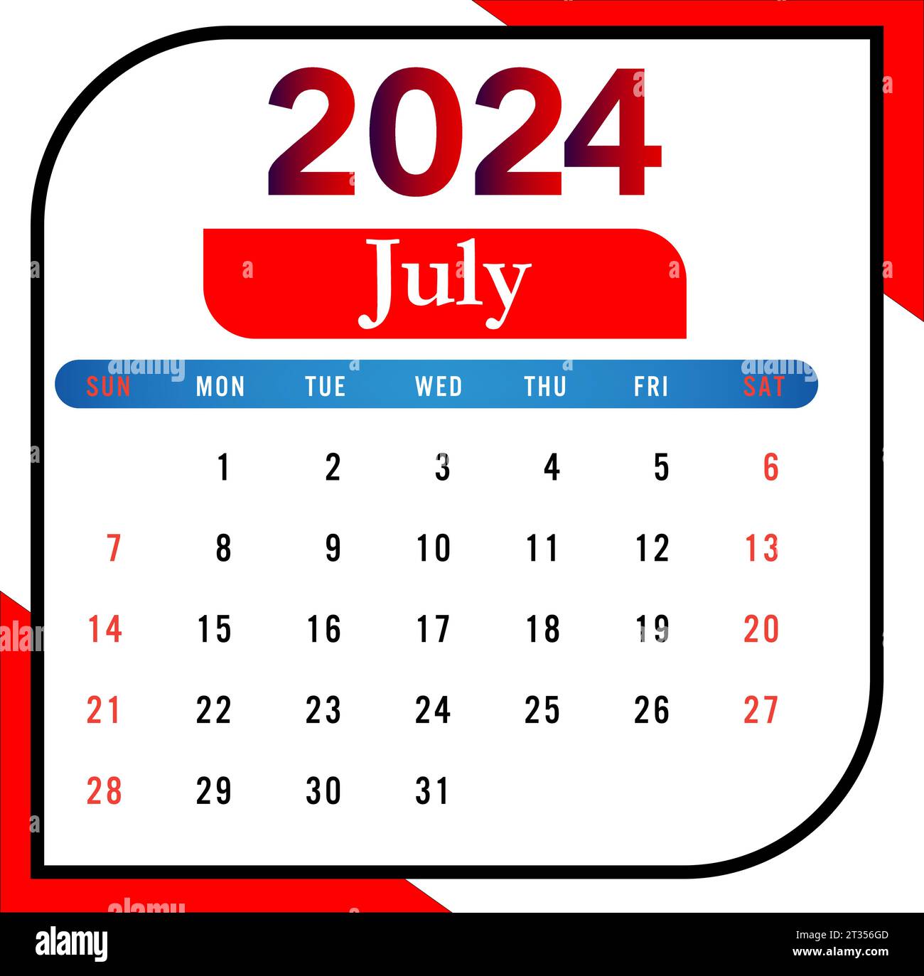 Calendario da parete 2024 modello calendario da tavolo 2024 design Illustrazione Vettoriale