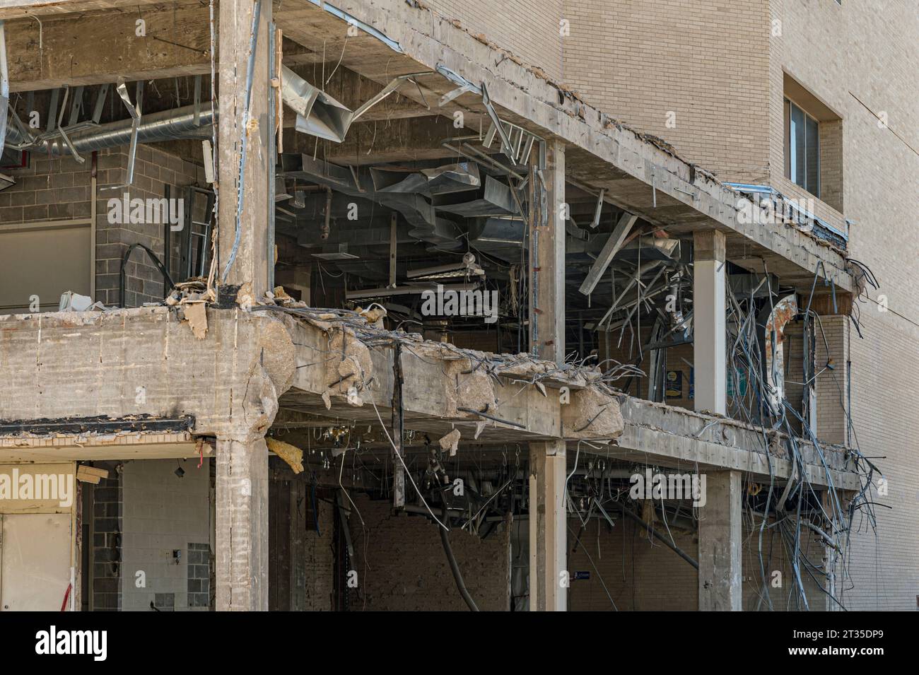 Demolizione di edifici, Texas, USA Foto Stock