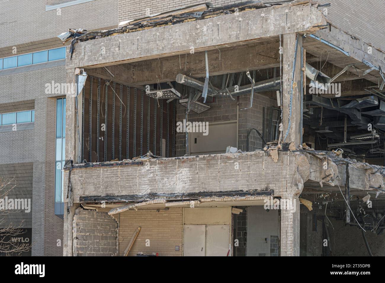 Demolizione di edifici, Texas, USA Foto Stock