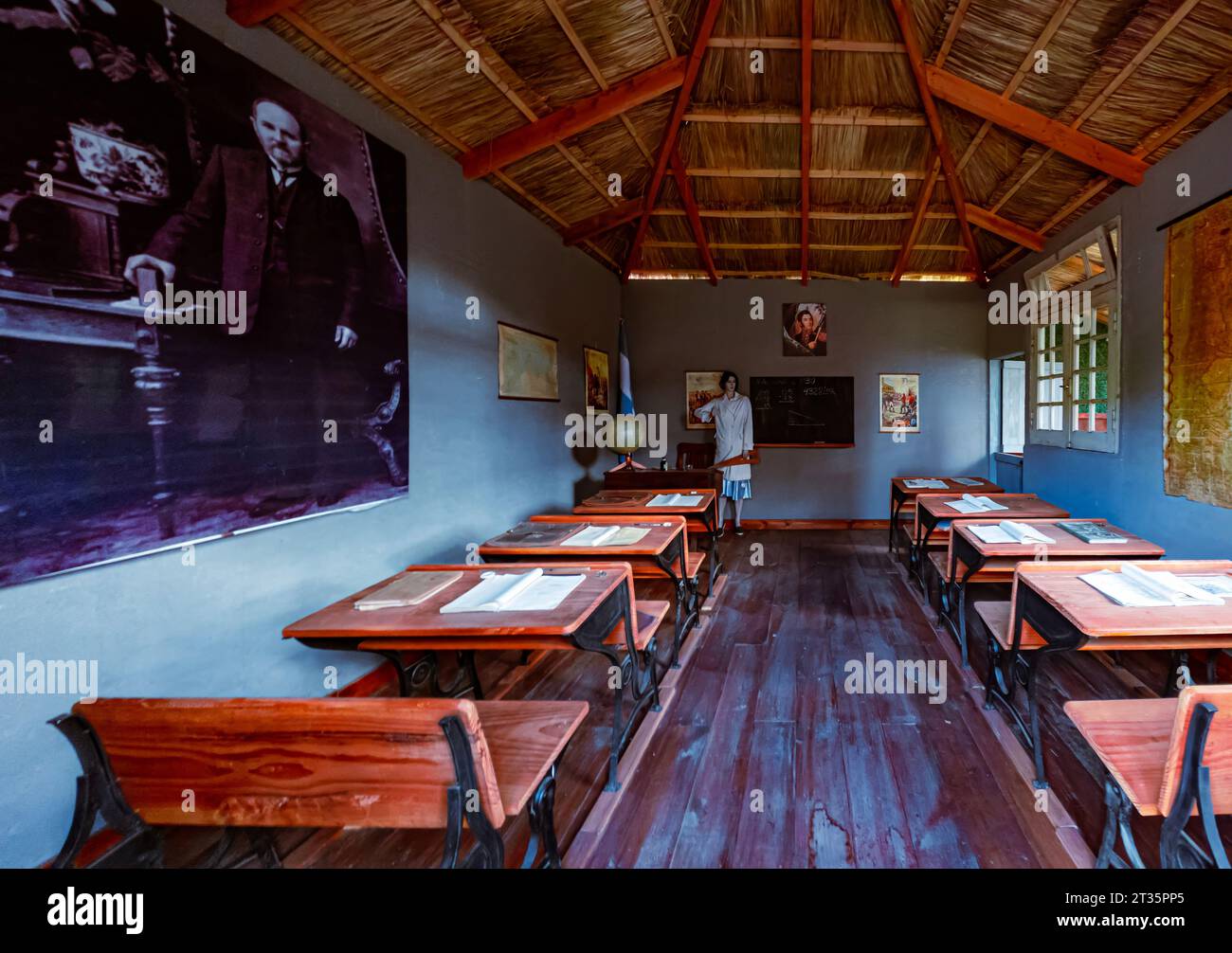 Replica di una scuola d'epoca in Patagonia Argentina Foto Stock