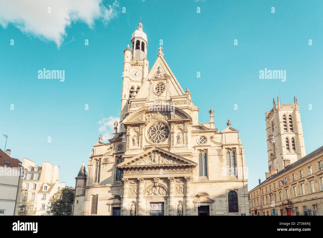 Francia, Ile-De-France, Parigi, facciata della chiesa di Saint-Etienne-du-Mont Foto Stock