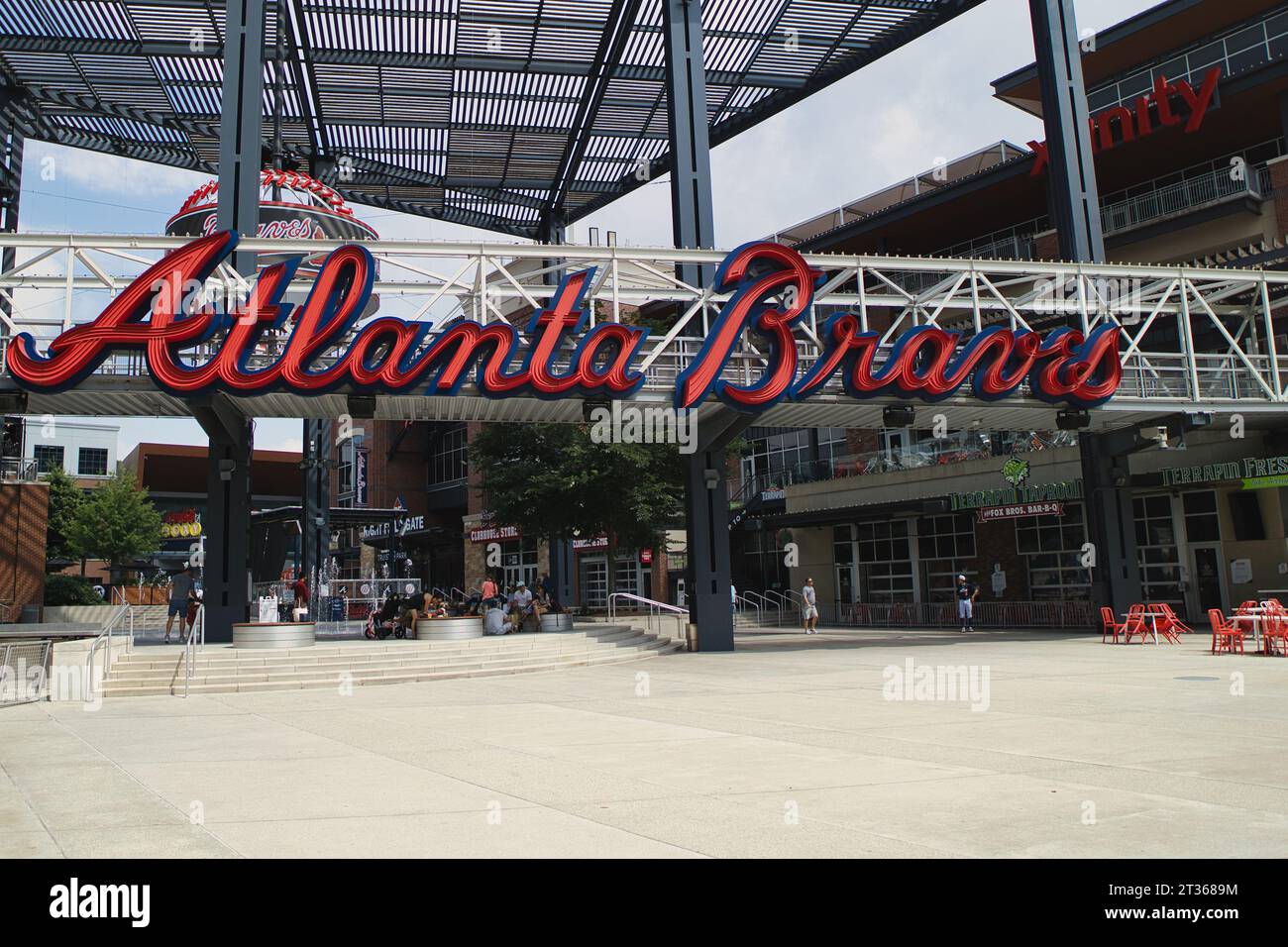 Atlanta, Georgia, USA: 12 giugno 2021 - ingresso al Truist Stadium di Atlanta, Georgia. Lo stadio è un campo da baseball e sede della Major League Basebal Foto Stock