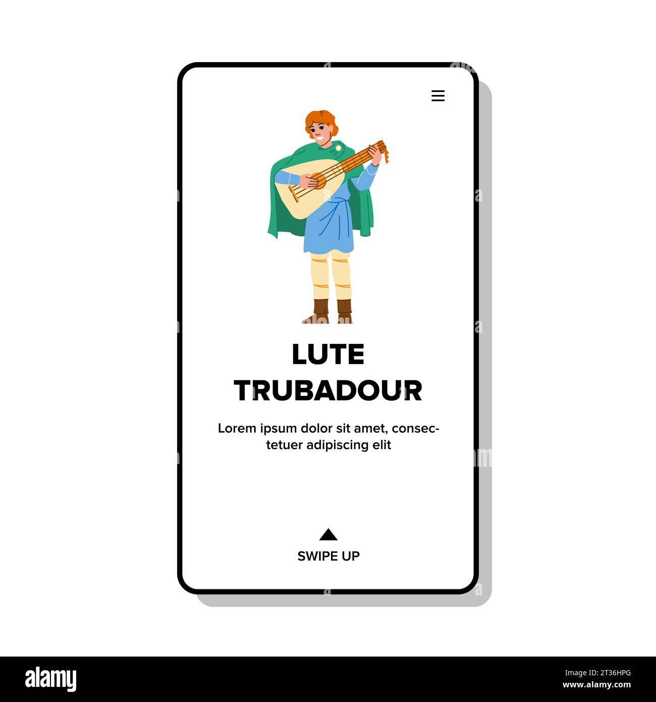 minstrel lute trubadour vector Illustrazione Vettoriale