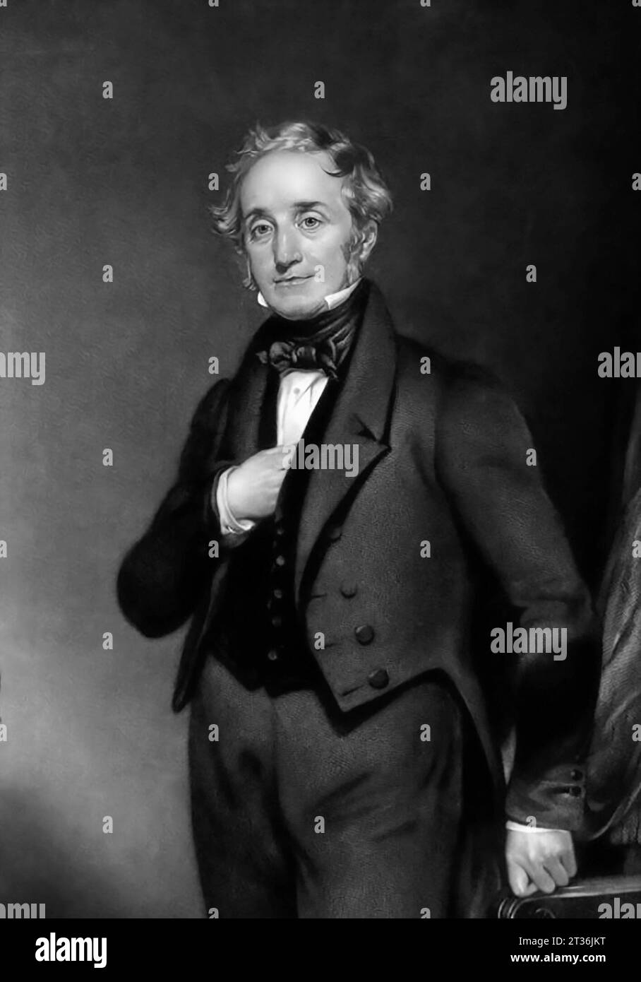 Thomas Cubitt. Ritratto del capomastro britannico Thomas Cubitt (1788-1855) di George Raphael Ward, dopo Henry William Pickersgill mezzotint e incisione in linea, 1849 Foto Stock