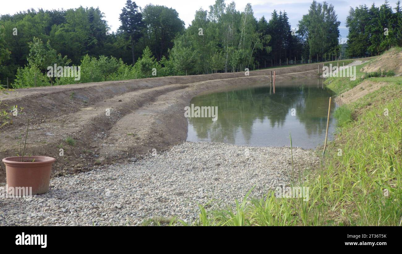 Costruzione di laghetti per la progettazione di giardini acquatici stagno e paesaggio naturale credito: Imago/Alamy Live News Foto Stock