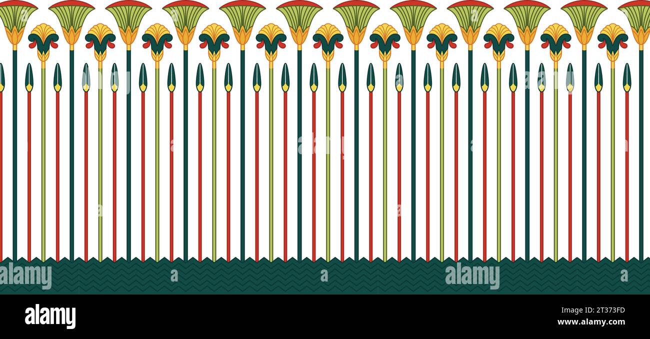 Ornamento floreale egiziano. Ripetizione vettoriale senza interruzioni. Illustrazione Vettoriale