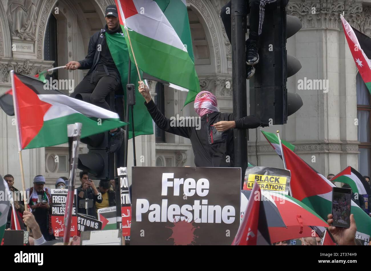 Londra Regno Unito 21 ottobre 2023 marcia pro-palestinese Foto Stock