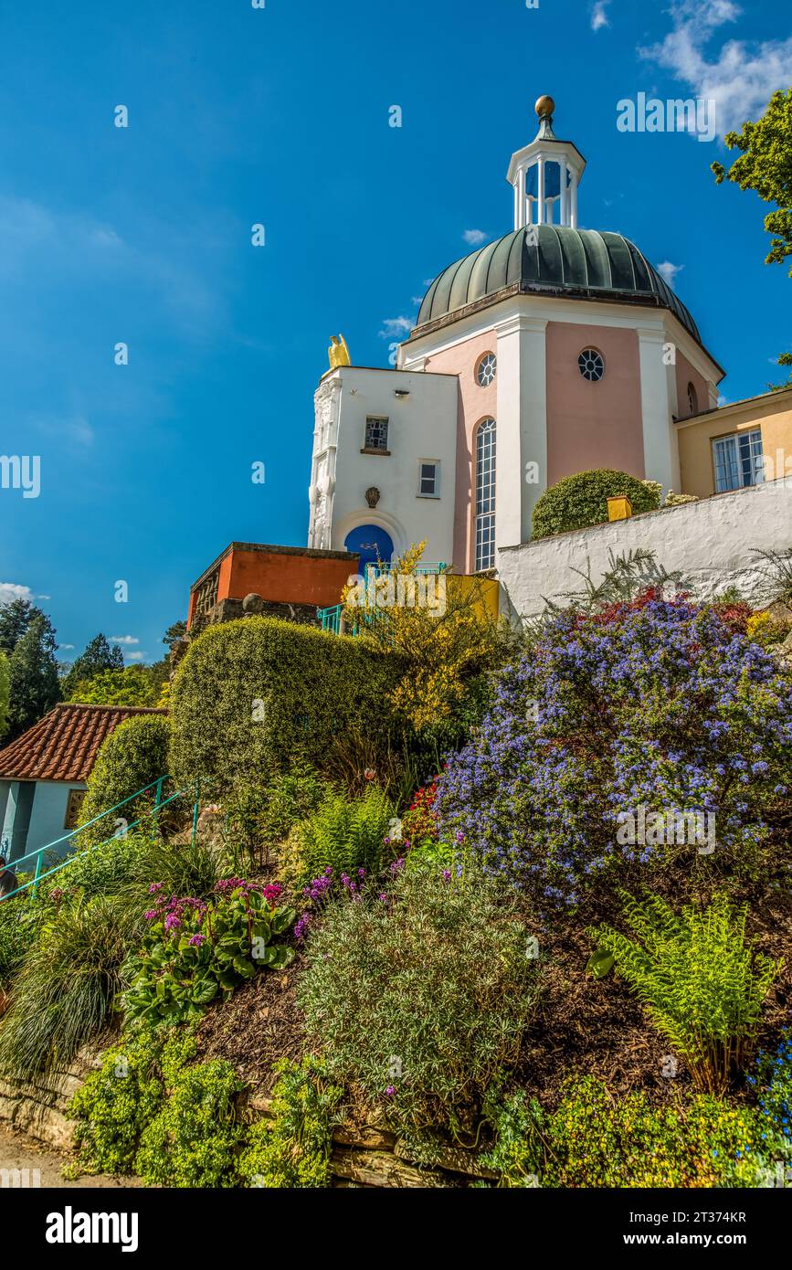 Portmeirion, Italian Village, North Wales, Regno Unito Foto Stock