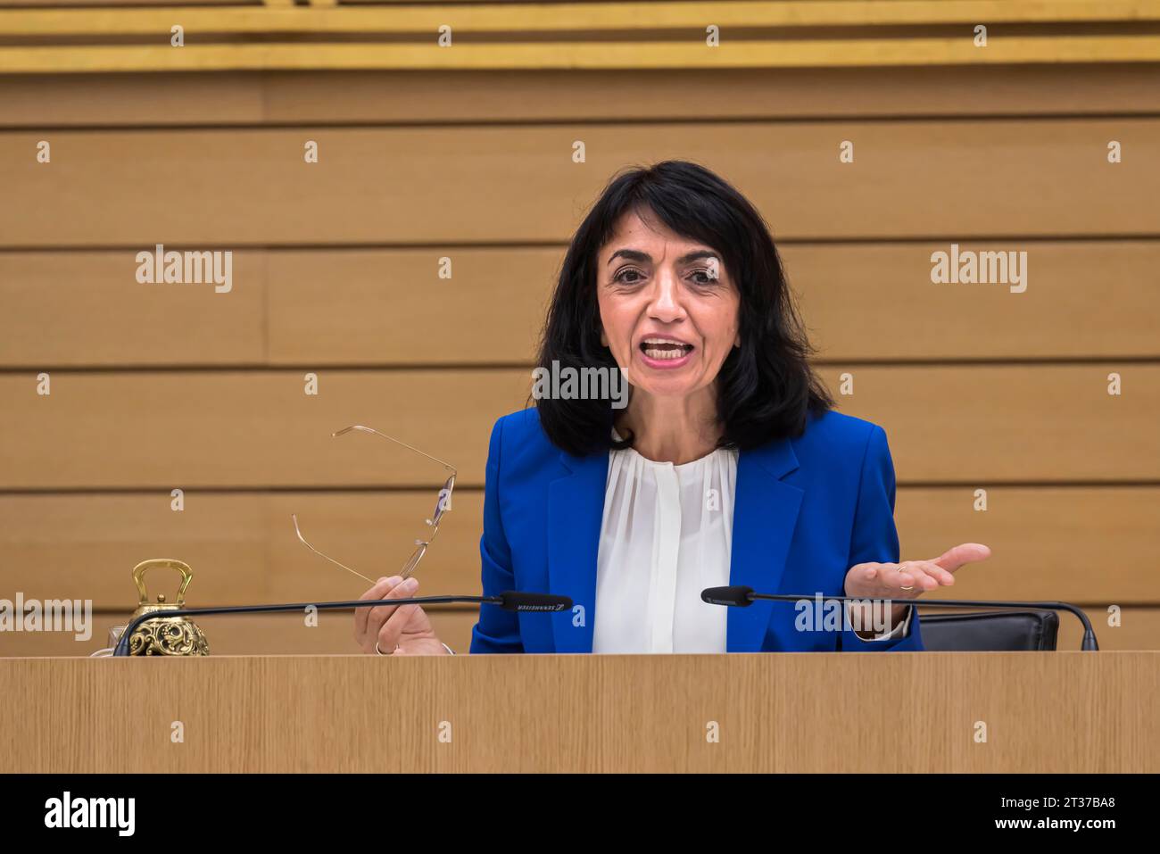 Muhterem Aras, membro del Parlamento di Stato, Verdi, Presidente del Parlamento di Stato, Ritratto al Parlamento di Stato, Stoccarda Foto Stock