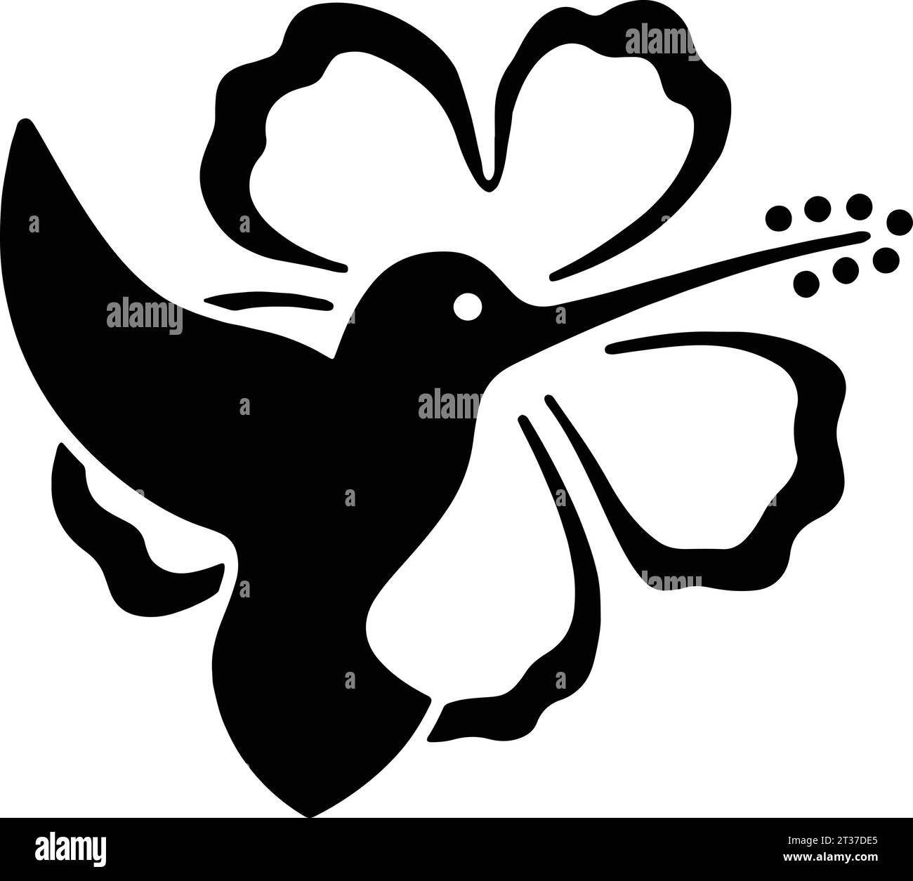 Hummingbird con Un Vector Flower Logo Illustrazione Vettoriale