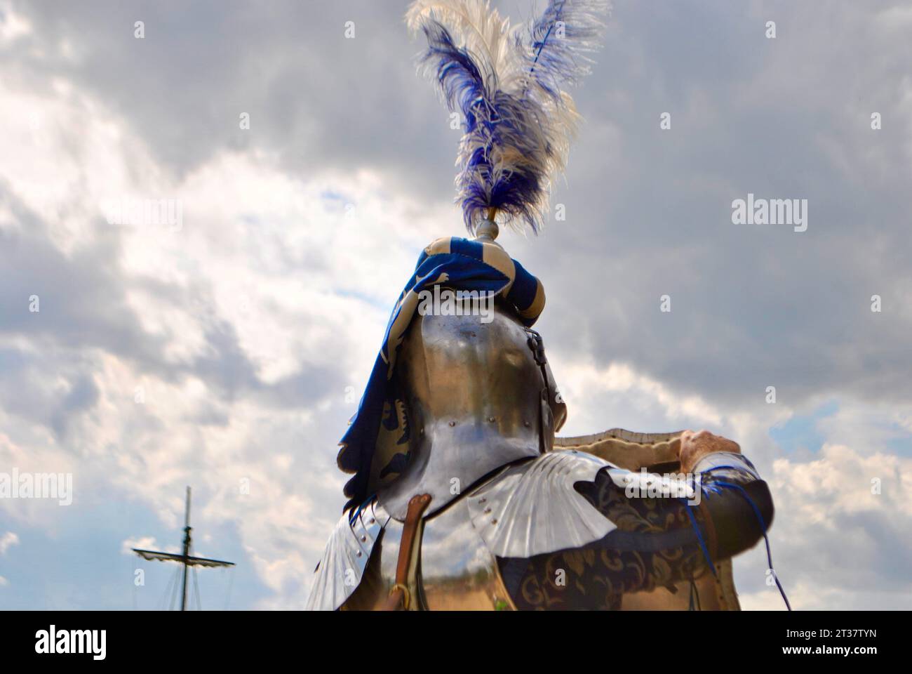 I cavalieri si preparano per la giostra Foto Stock