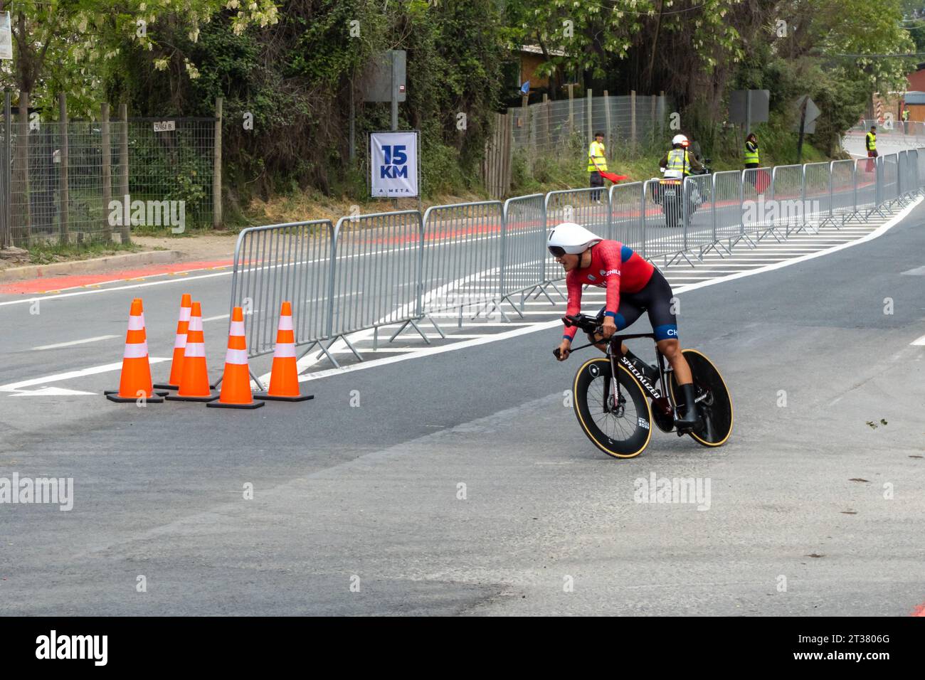 Gara di ciclismo su strada panam Games 2023 - Isla de Maipo, Cile - 22 ottobre 2023 Foto Stock