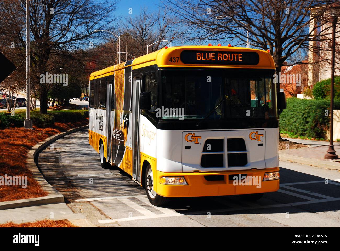 Per raggiungere le zone più lontane del campus, Georgia Tech offre un servizio di autobus per gli studenti Foto Stock