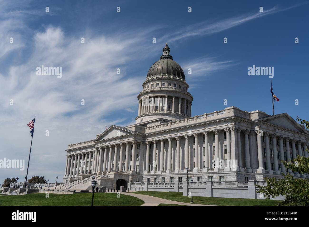 Salt Lake City, Utah – 12 settembre 2023: Edificio del Campidoglio dello Utah con spazio copia Foto Stock