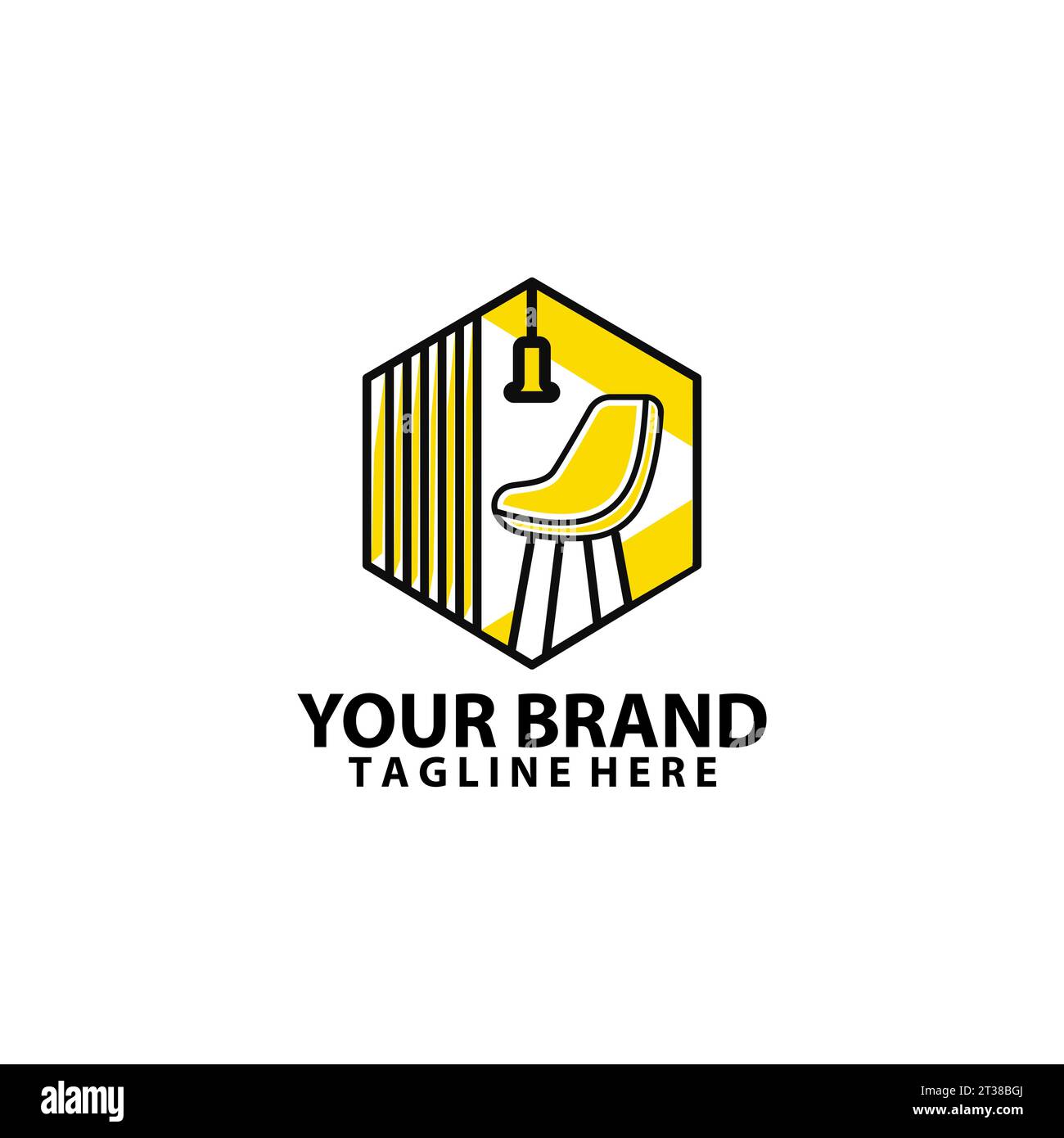 design moderno e minimalista con logo a forma esagonale per salotto Illustrazione Vettoriale