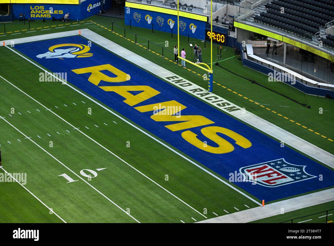 Vista generale dei loghi dei Los Angeles Rams al SoFi Stadium prima di una partita di football tra i Los Angeles Rams e i Pittsburgh Steelers, S. Foto Stock