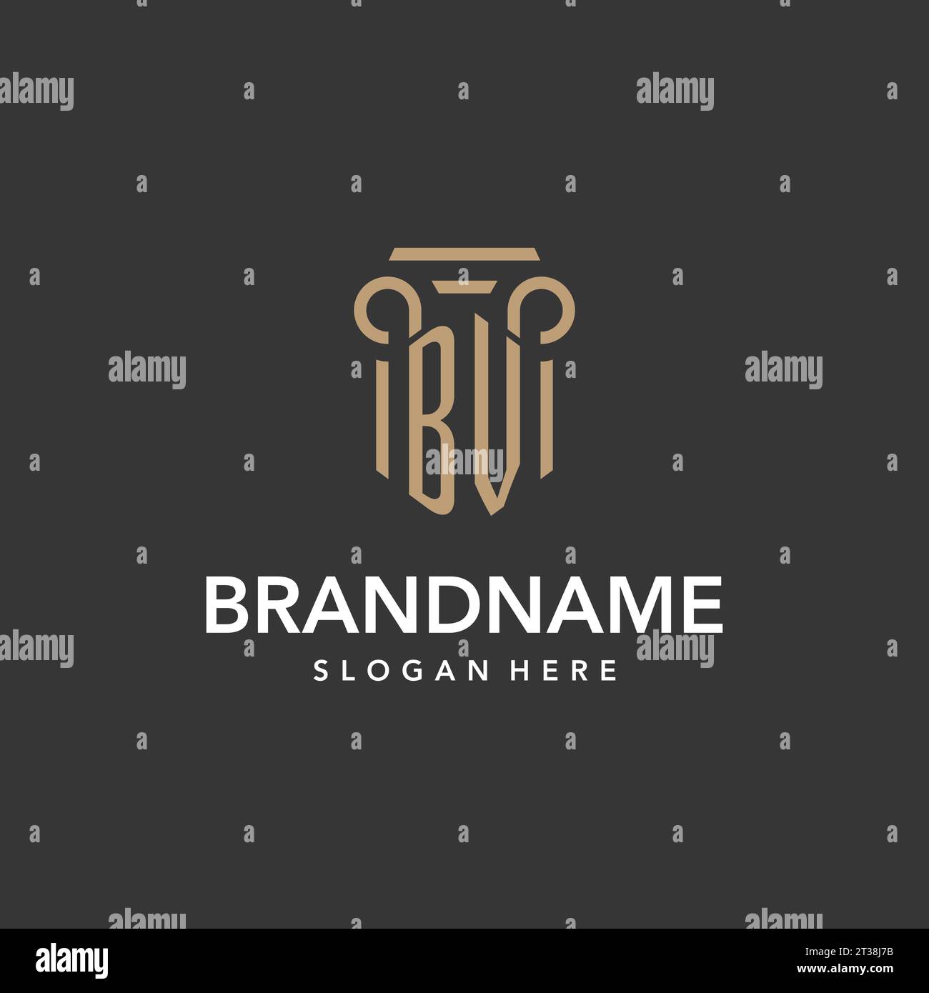 Monogramma con logo BV con design a colonna vettoriale Illustrazione Vettoriale