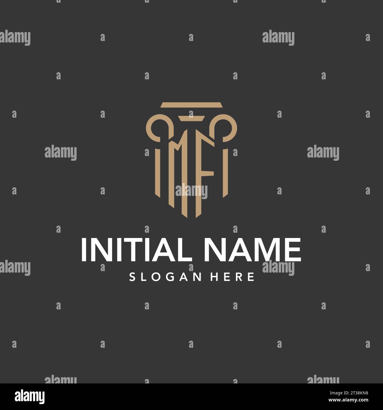 Monogramma con logo MF con design a colonna vettoriale Illustrazione Vettoriale
