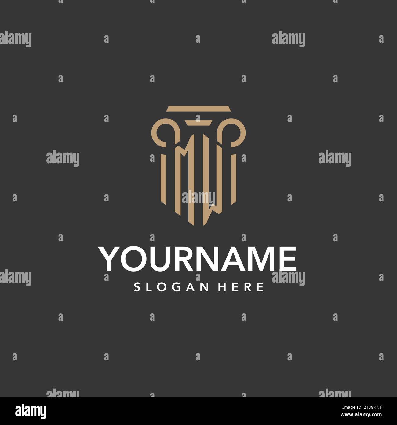 Monogramma con logo MW con design a colonna vettoriale Illustrazione Vettoriale
