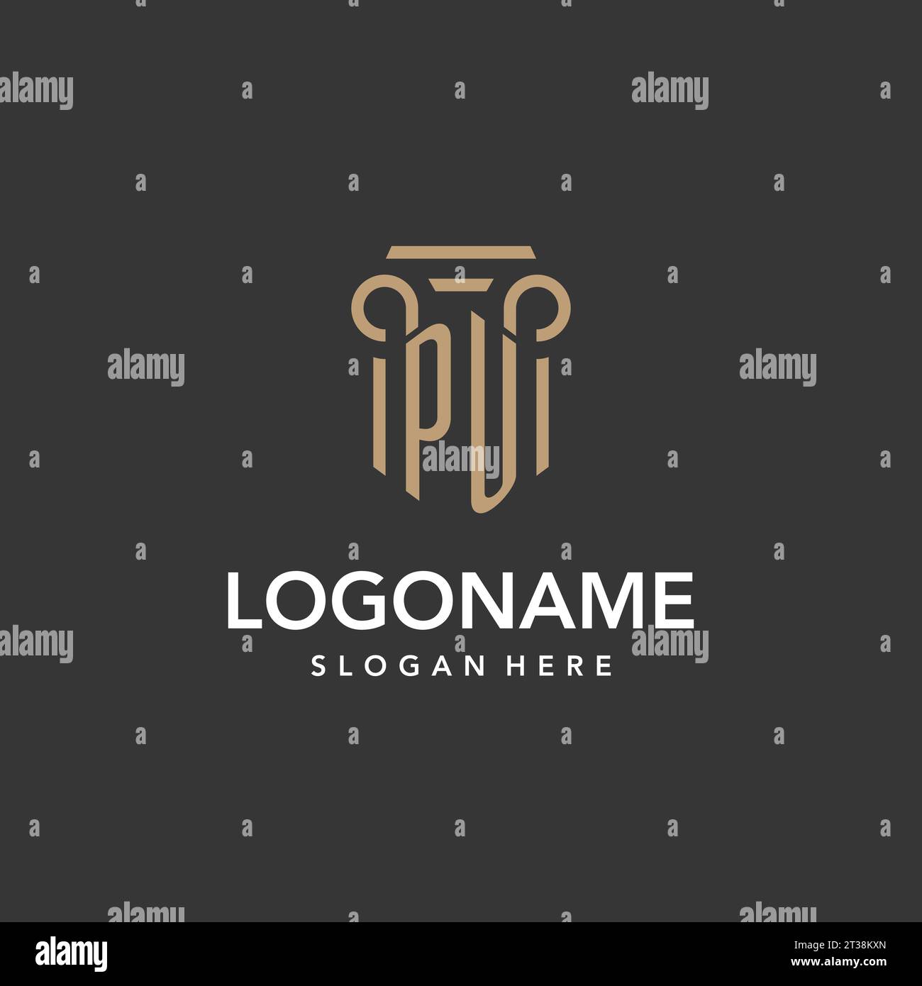 Monogramma con logo PU con design a colonna vettoriale Illustrazione Vettoriale