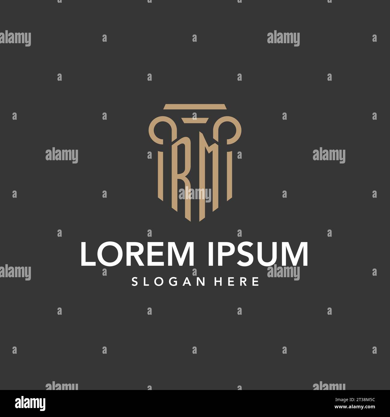 Monogramma con logo RM con vettore di design a colonna Illustrazione Vettoriale