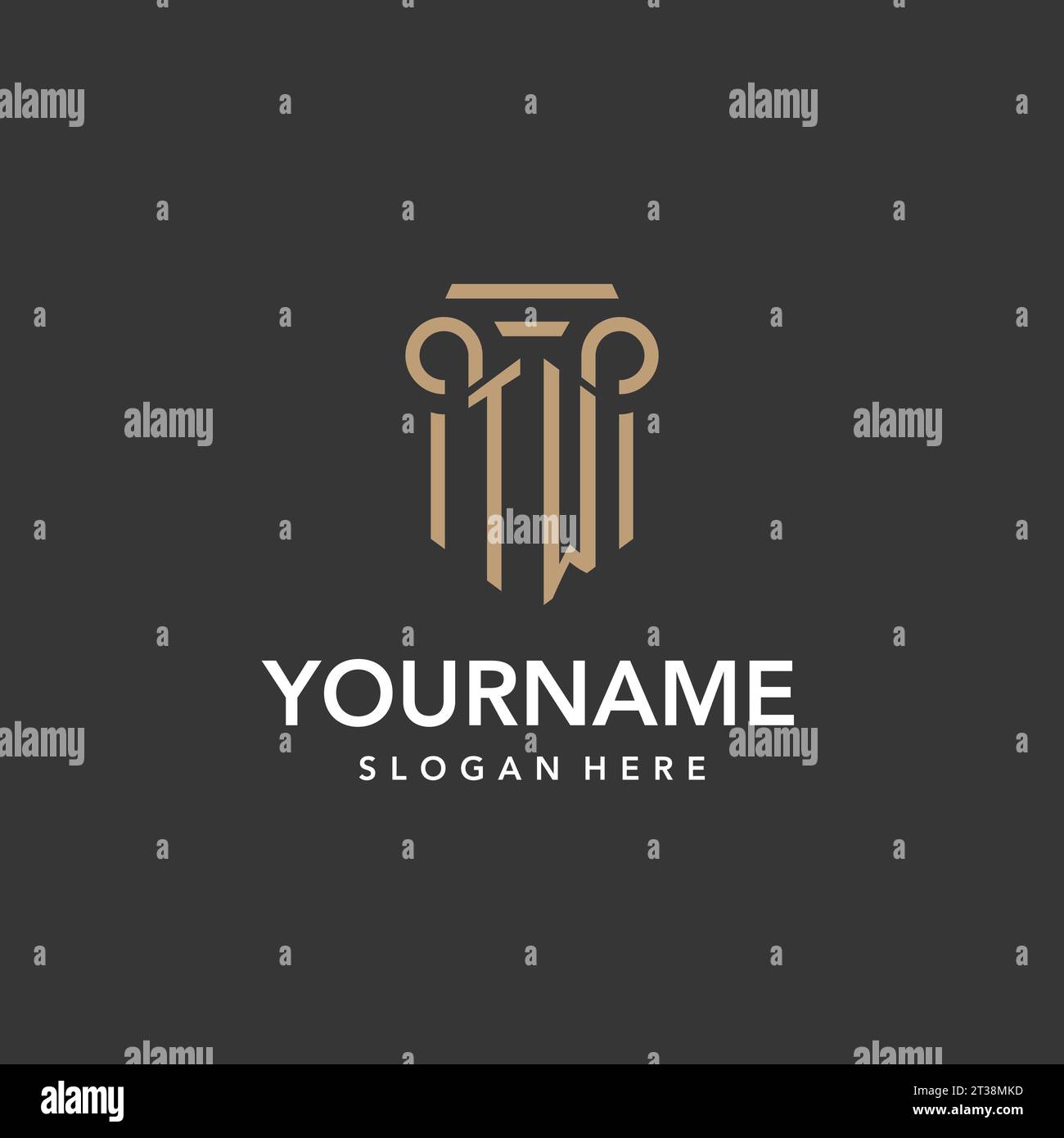 Monogramma con logo TW con design a colonna vettoriale Illustrazione Vettoriale