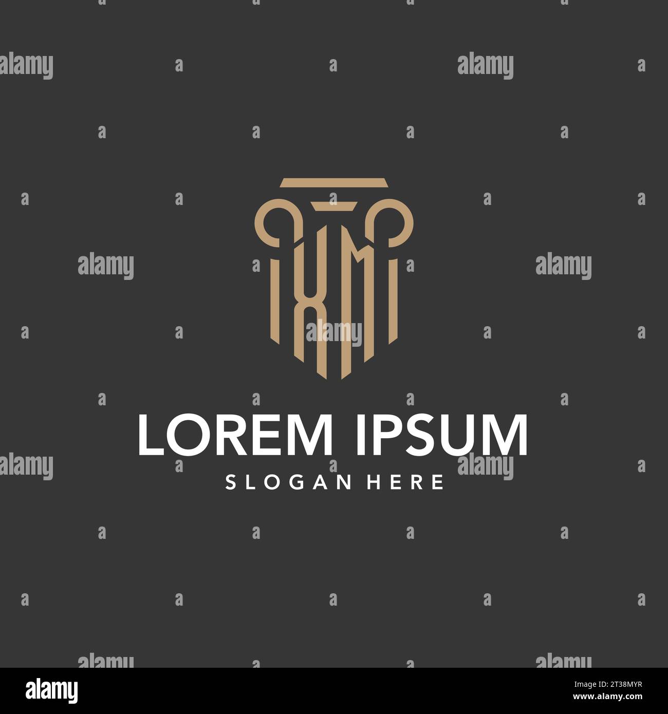 Monogramma con logo XM con design a colonna vettoriale Illustrazione Vettoriale