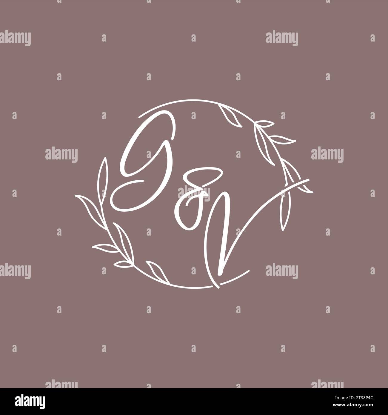 Sigle nozze GV monogramma logo idee grafica vettoriale Illustrazione Vettoriale