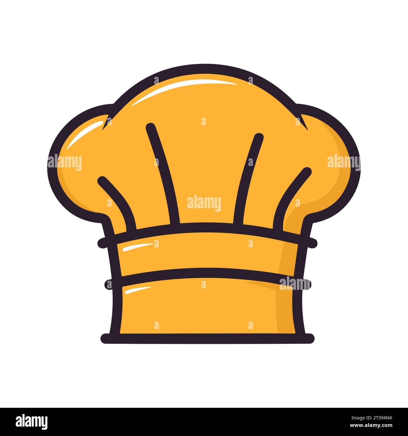 Icona cappello da chef. Cappello da cuoco da disegno in design piatto. Icona lineare isolata del berretto dello chef. Illustrazione vettoriale. Illustrazione Vettoriale