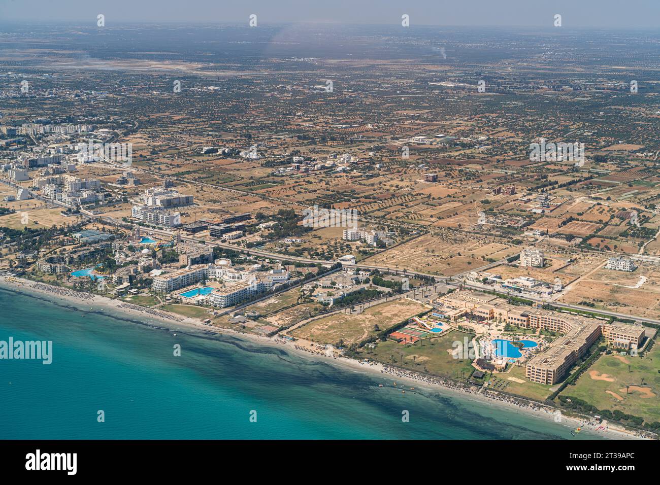 Veduta aerea della Moknine Sebkha - distesa salina - governatorato di Monastir - Tunisia Foto Stock