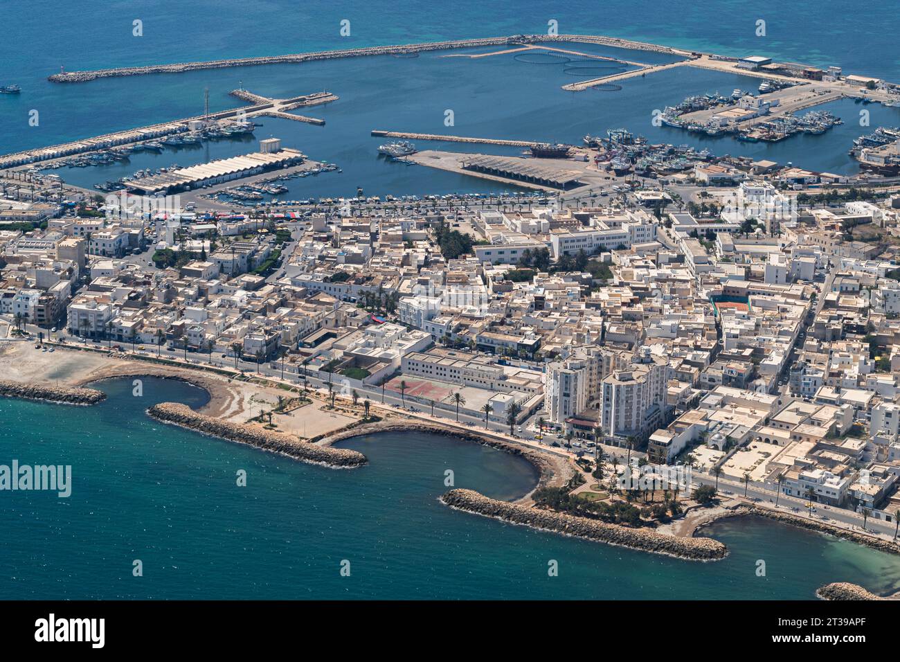 Veduta aerea della Moknine Sebkha - distesa salina - governatorato di Monastir - Tunisia Foto Stock