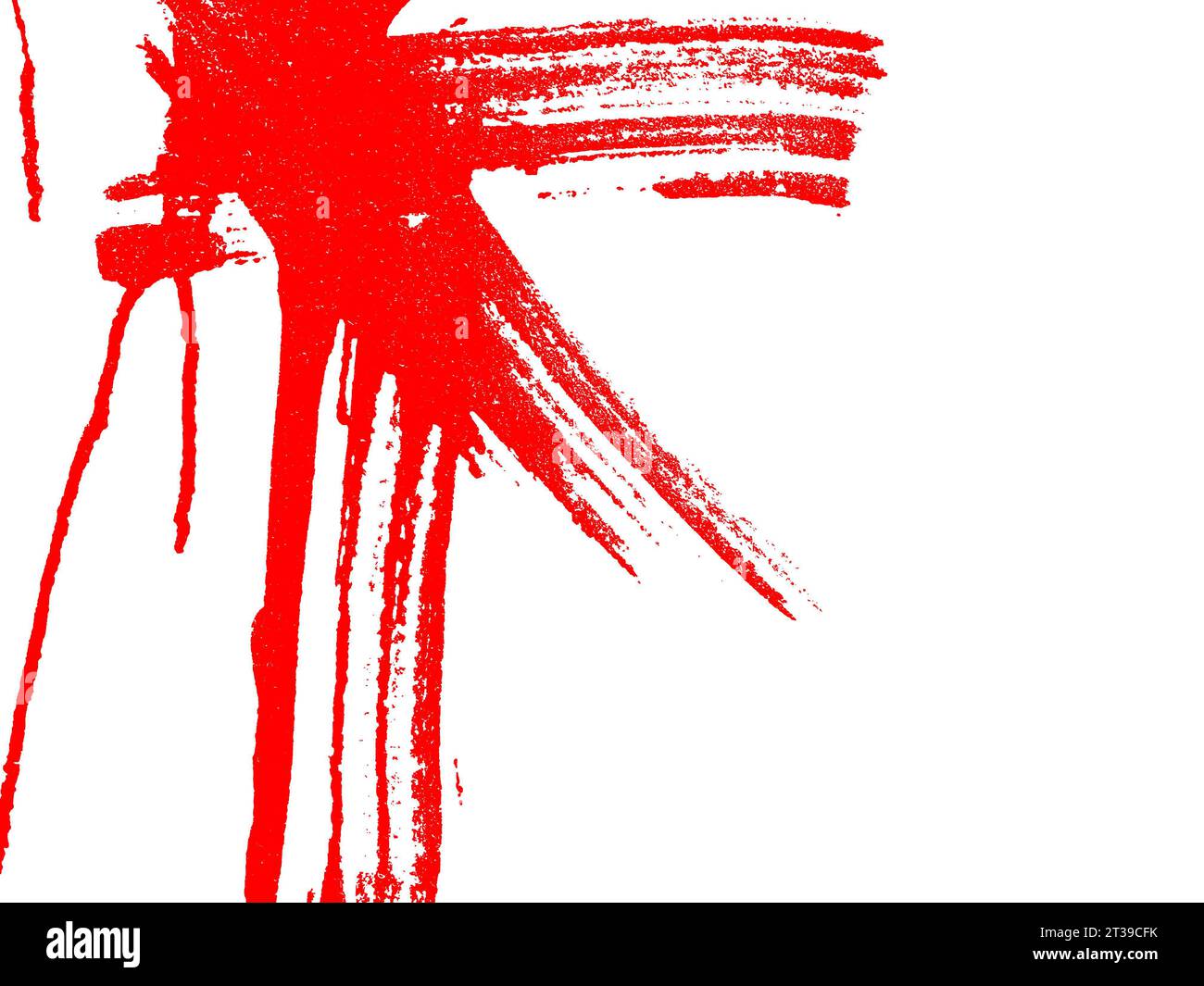 Macchia di vernice rossa isolata su sfondo bianco ed elemento di design Foto Stock