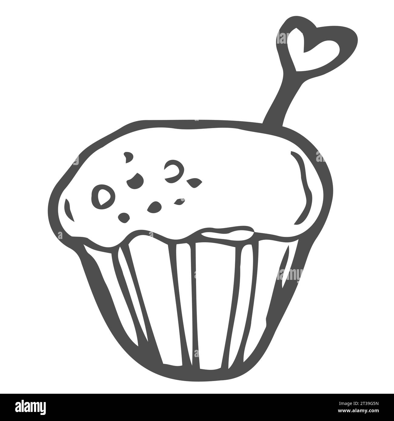 Muffin con illustrazione vettoriale isolato su sfondo bianco. Disegno disegnato a mano. Illustrazione Vettoriale