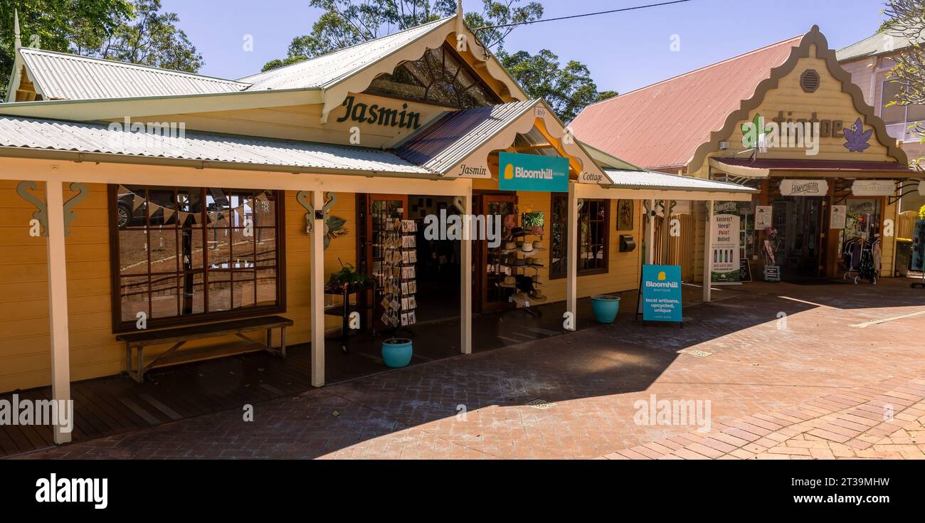 Negozi turistici per l'acquisto di regali a Montville, Mt Tamborine, Queensland, Australia Foto Stock