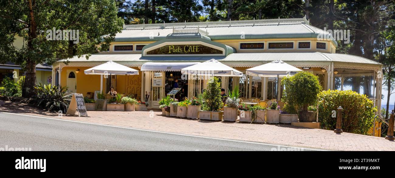 Poets Café Restaurant per pasti e bevande a Montville, Australia Foto Stock