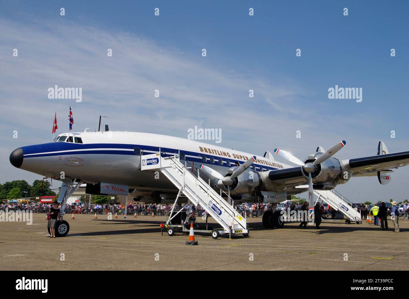 Breitling, Super Constellation, Duxford, Air display. Foto Stock