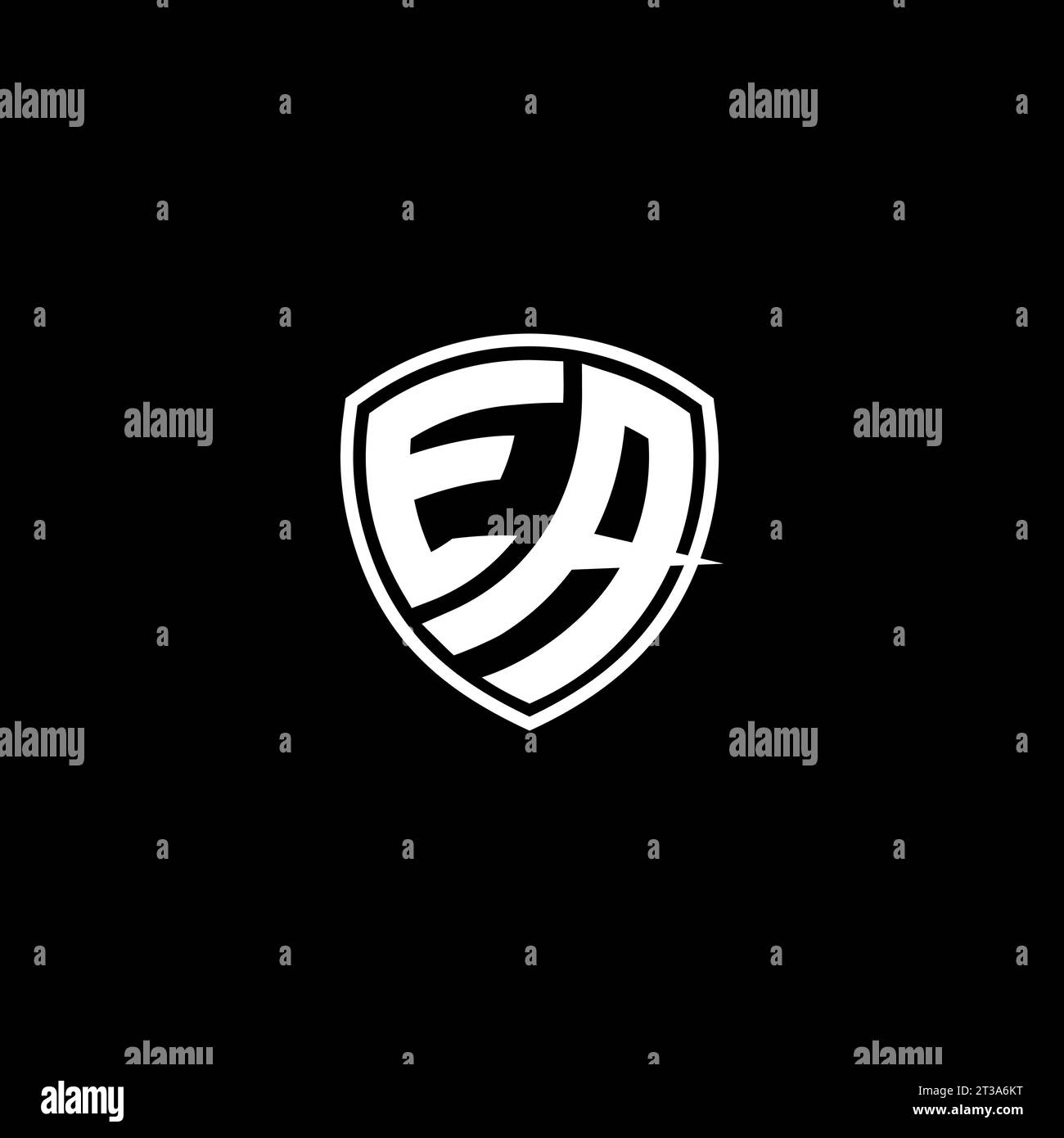 Logo EA monogramma stile emblema con idee di modello per il design della forma dello scudo Illustrazione Vettoriale