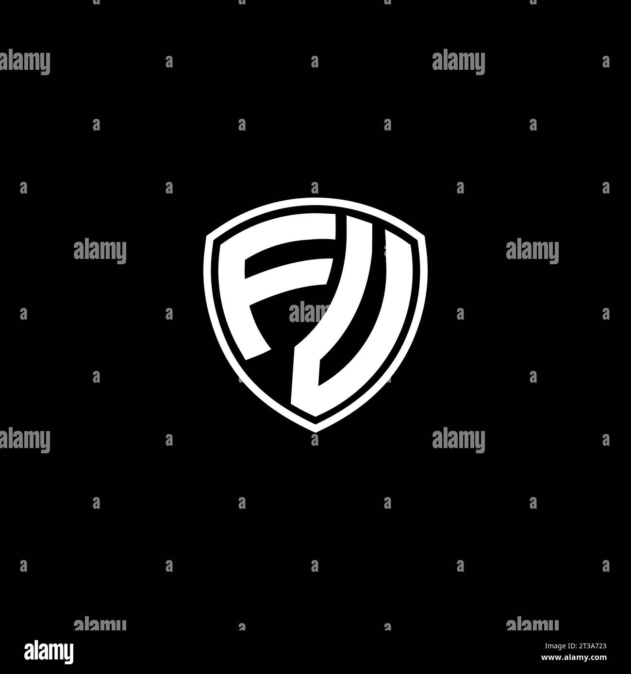 Logo FV monogramma stile emblema con idee di modello per il design della forma dello scudo Illustrazione Vettoriale