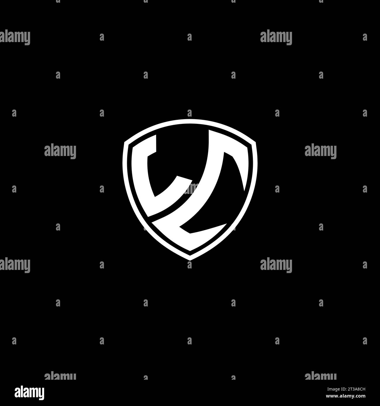 Logo LC monogramma stile emblema con idee di modello per il design della forma dello scudo Illustrazione Vettoriale