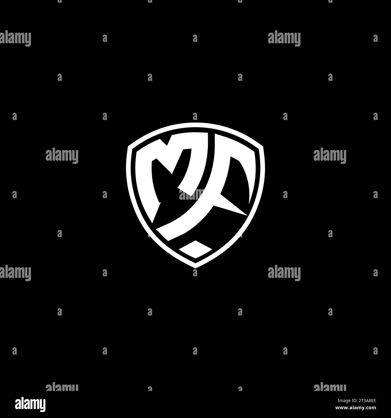 Logo MF monogramma stile emblema con idee di modello per il design della forma dello scudo Illustrazione Vettoriale