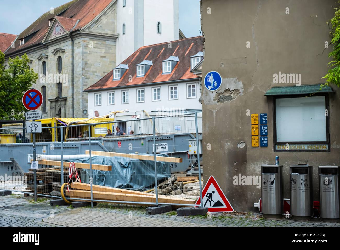 Cantiere del Lindau Town Museum nella casa barocca Zum Cavazzen, piazza del mercato di Lindau (Lago di Costanza), Baviera, Germania. Foto Stock