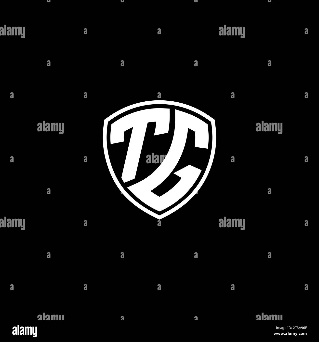 Logo TG monogramma stile emblema con idee di modello per il design della forma dello scudo Illustrazione Vettoriale