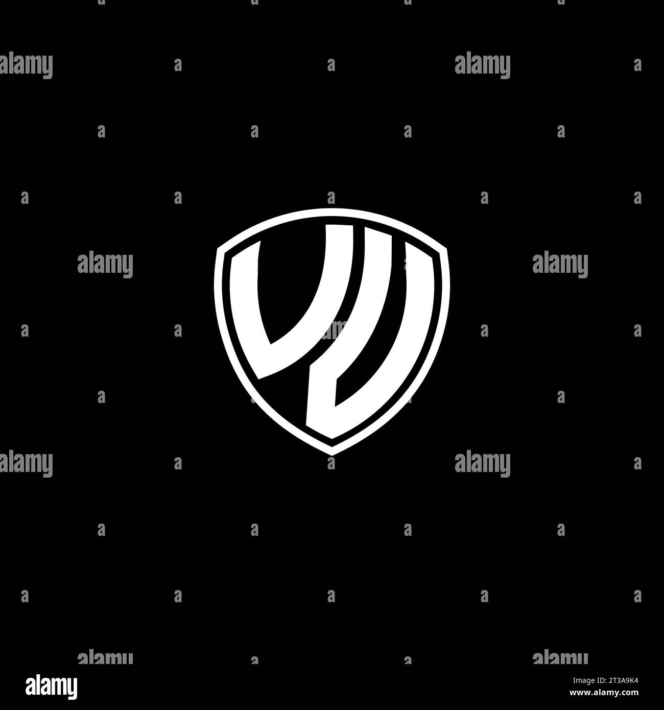 Logo VV monogramma stile emblema con idee di modello per il design della forma dello scudo Illustrazione Vettoriale