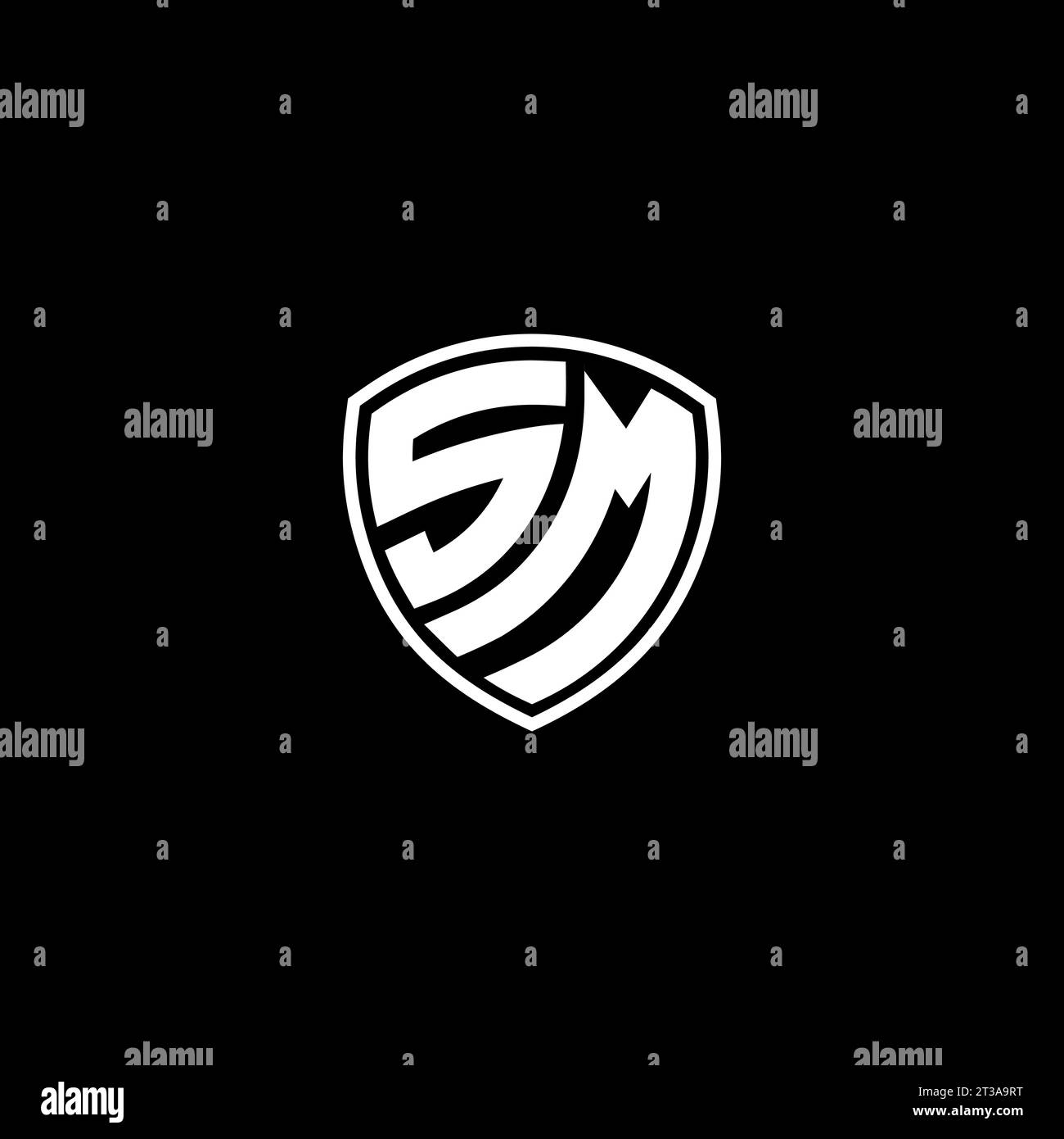 Logo SM monogramma stile emblema con idee modello forma schermo Illustrazione Vettoriale